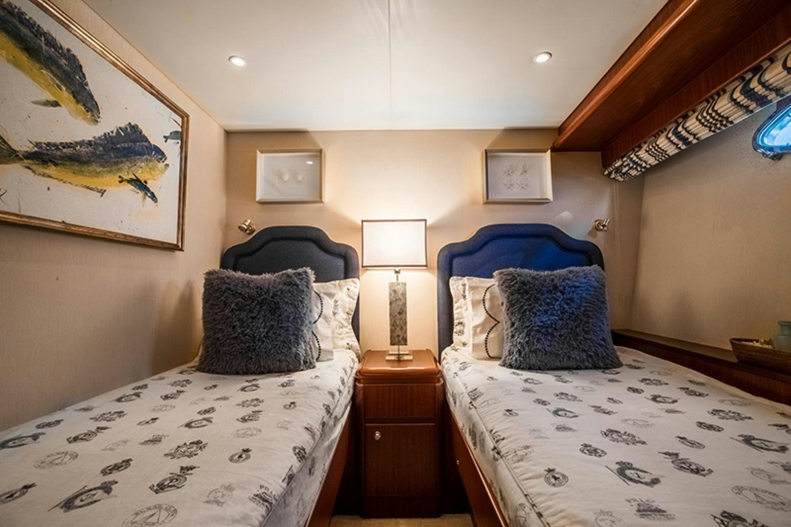 a couple of beds in a hotel room aboard FAN TAIL Yacht for Sale