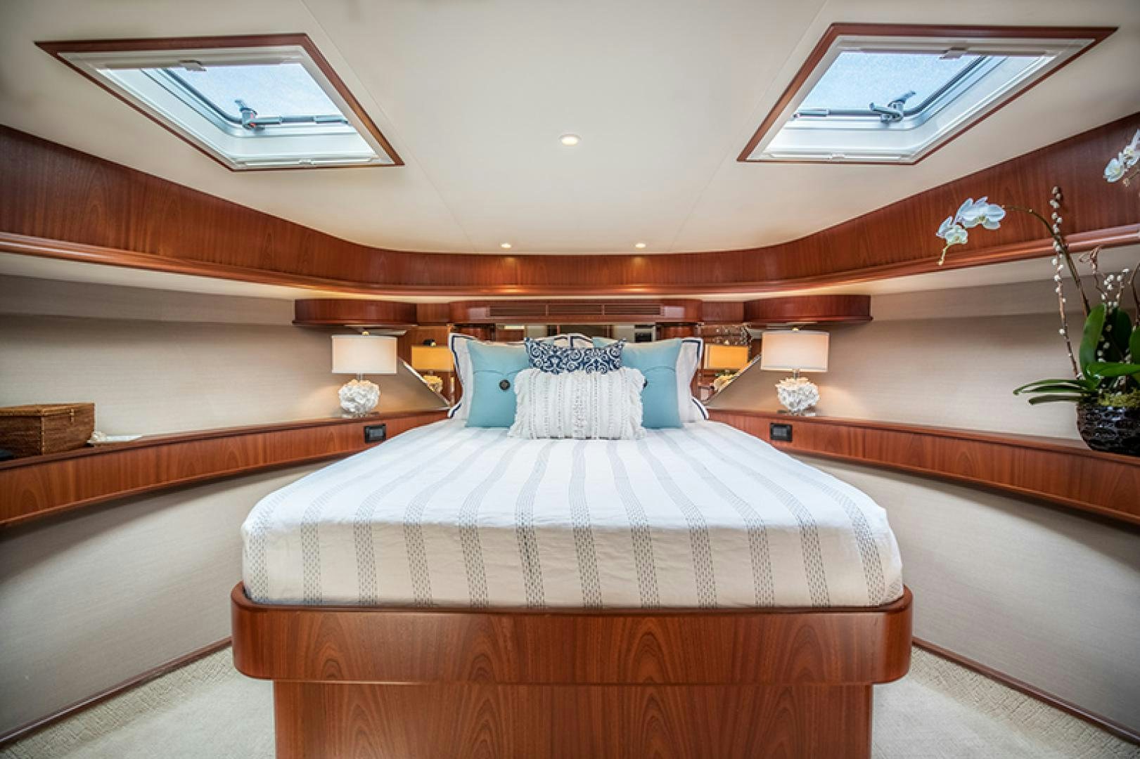 a bed in a room aboard FAN TAIL Yacht for Sale