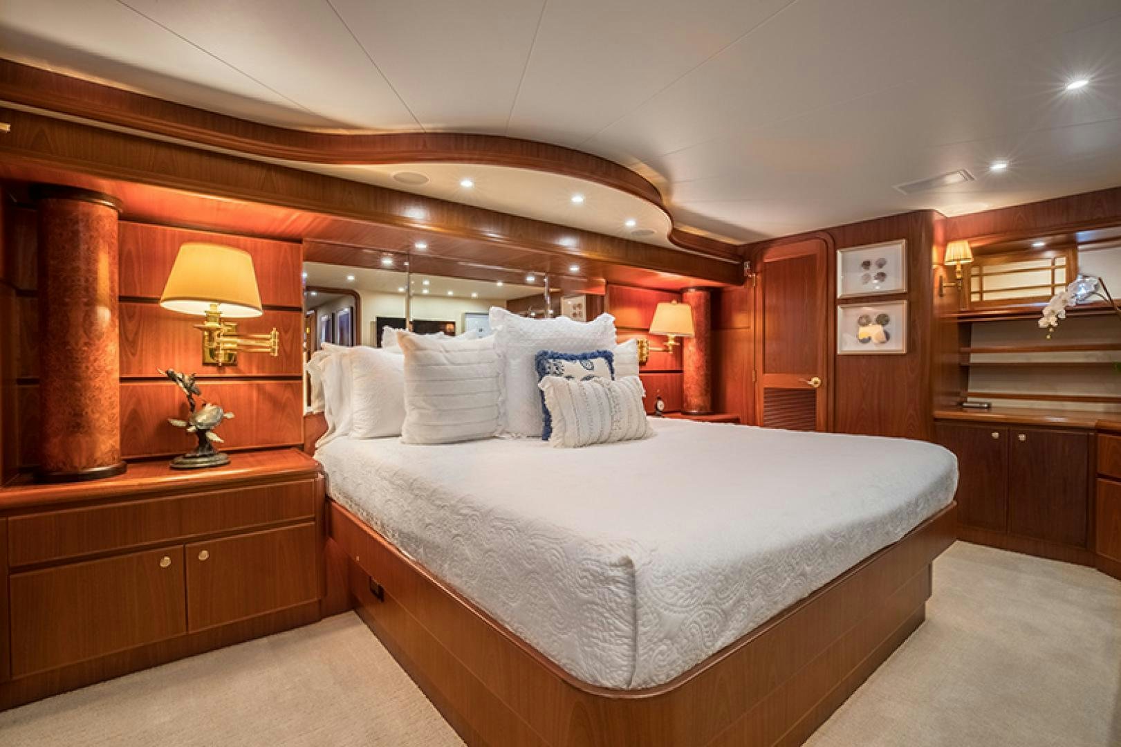 a large bed in a room aboard FAN TAIL Yacht for Sale