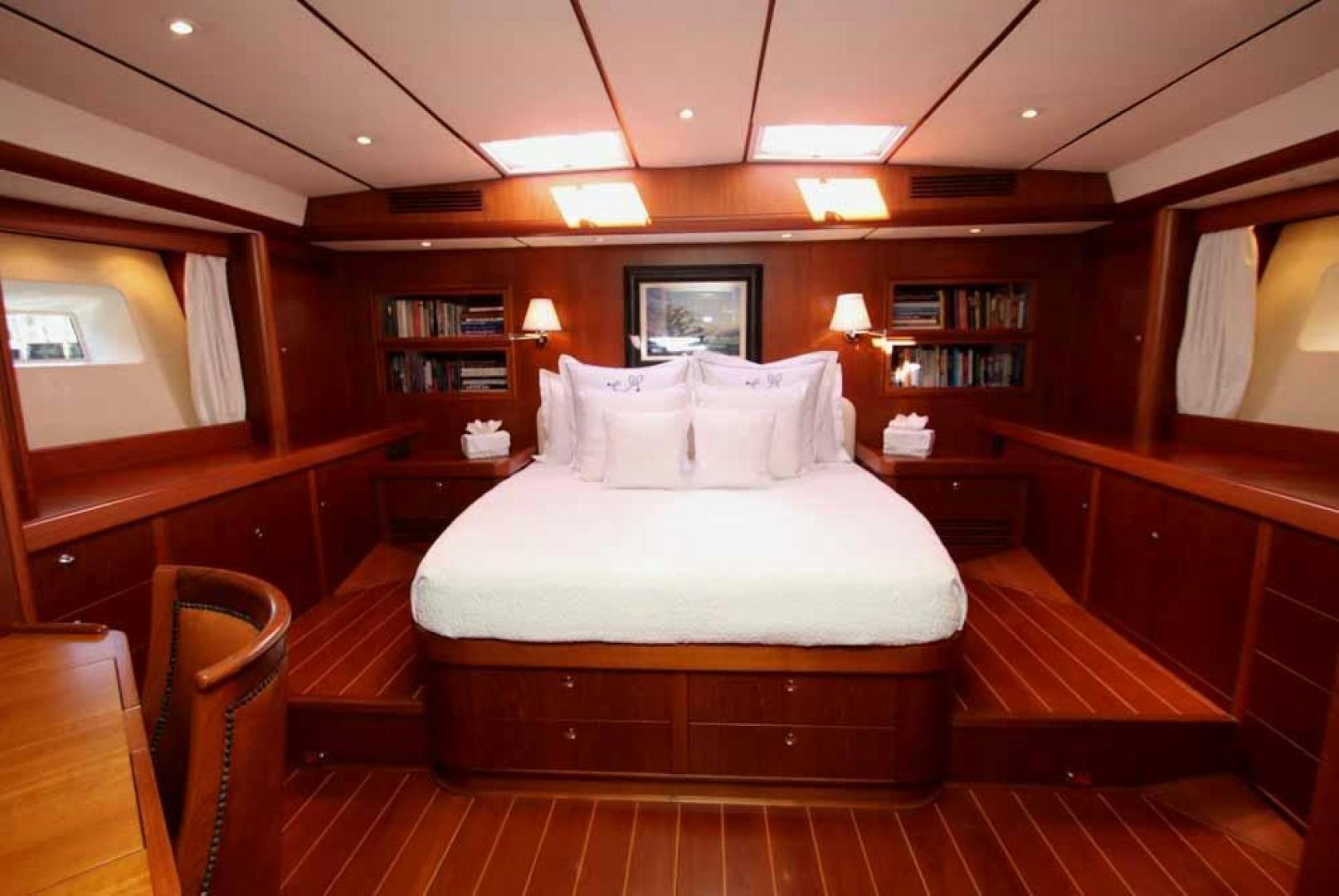 a bed in a room aboard MAYA RAY Yacht for Sale