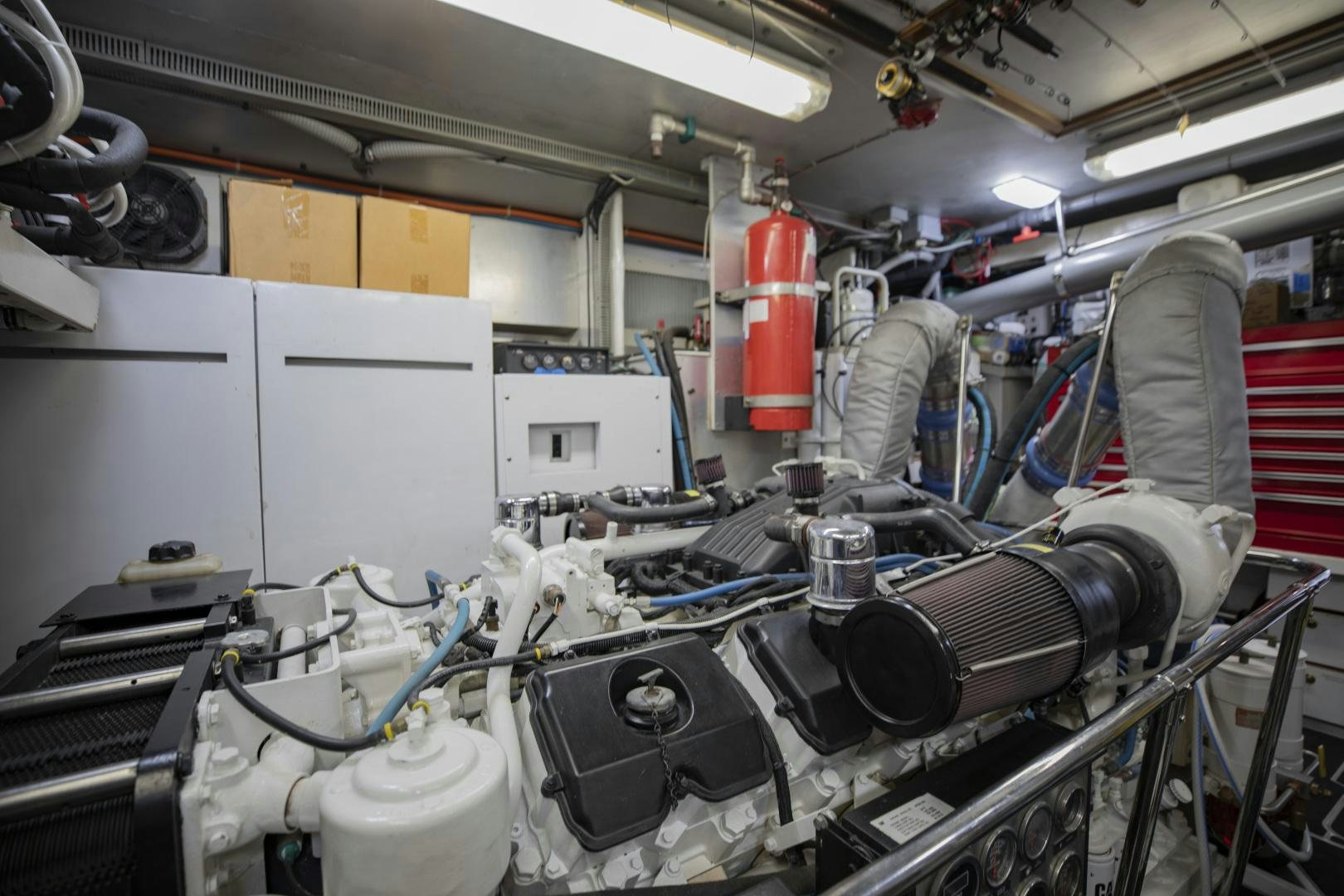 a large machine with many wires aboard FLY BOYS Yacht for Sale