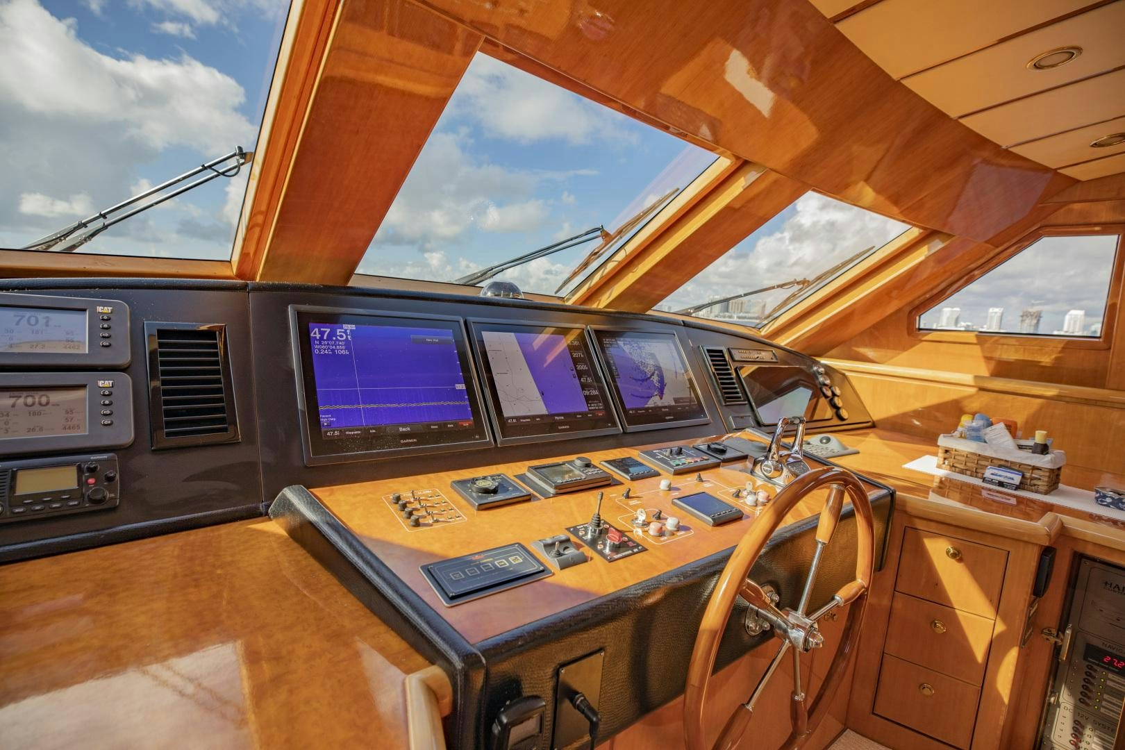 a control room with many monitors aboard FLY BOYS Yacht for Sale