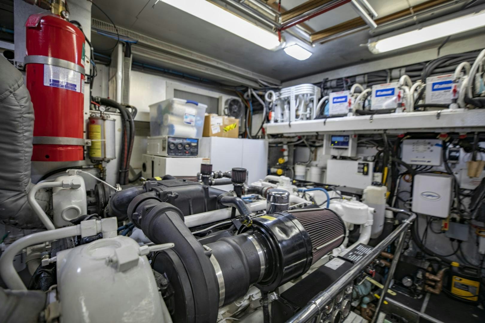a room with machinery aboard FLY BOYS Yacht for Sale