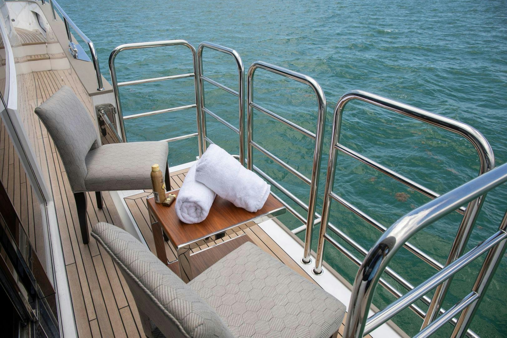a boat with towels on it aboard PERSEVERANCE 3 Yacht for Sale