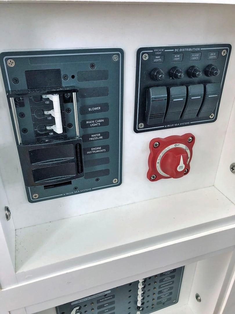 a close-up of a car stereo aboard CARE BEAR Yacht for Sale