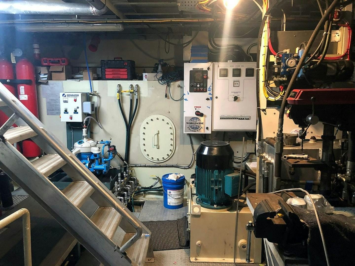 a room with machinery and equipment aboard CARE BEAR Yacht for Sale