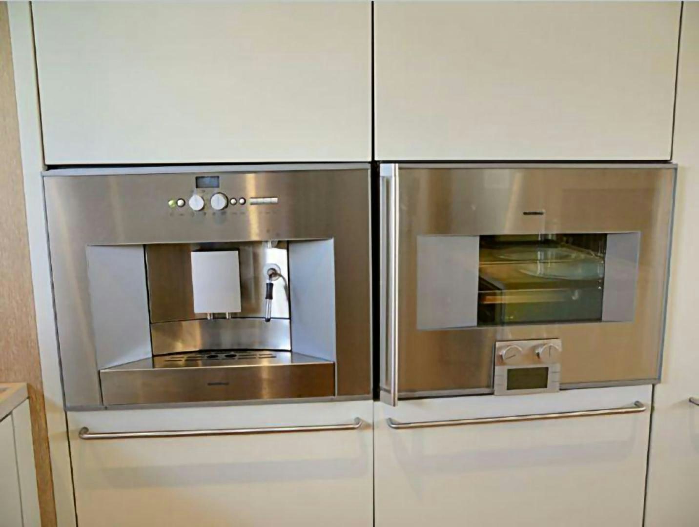 a microwave oven is placed in the kitchen aboard No Name Yacht for Sale