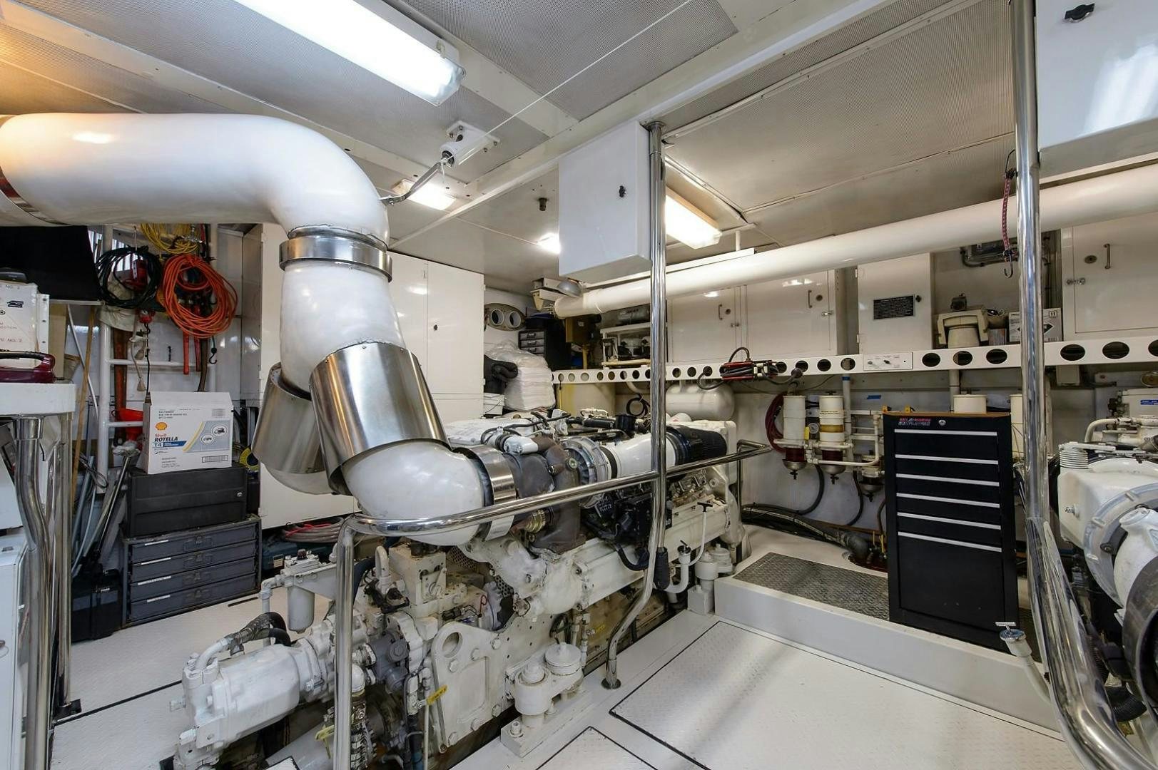 a room with machinery aboard BIG WAVE Yacht for Sale