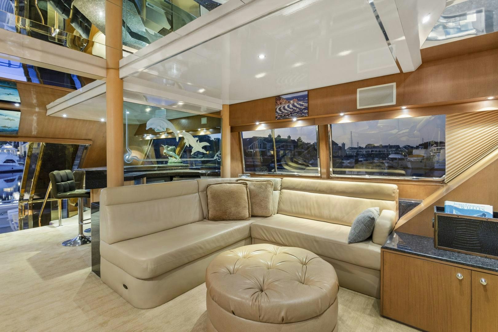 a living room with a couch aboard THE FLYING DUTCHMAN Yacht for Sale