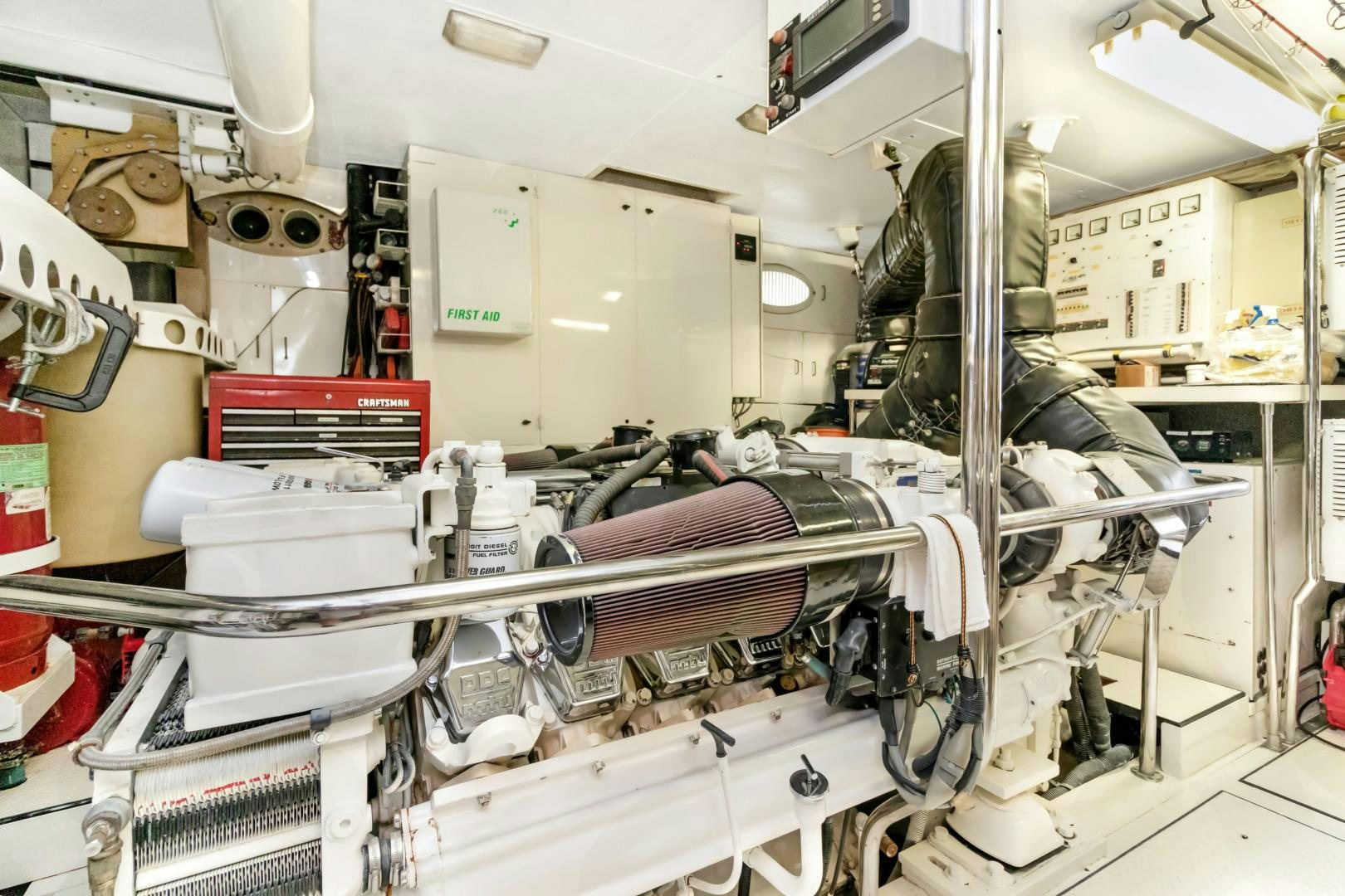 a room with machinery aboard SUZANNE Yacht for Sale