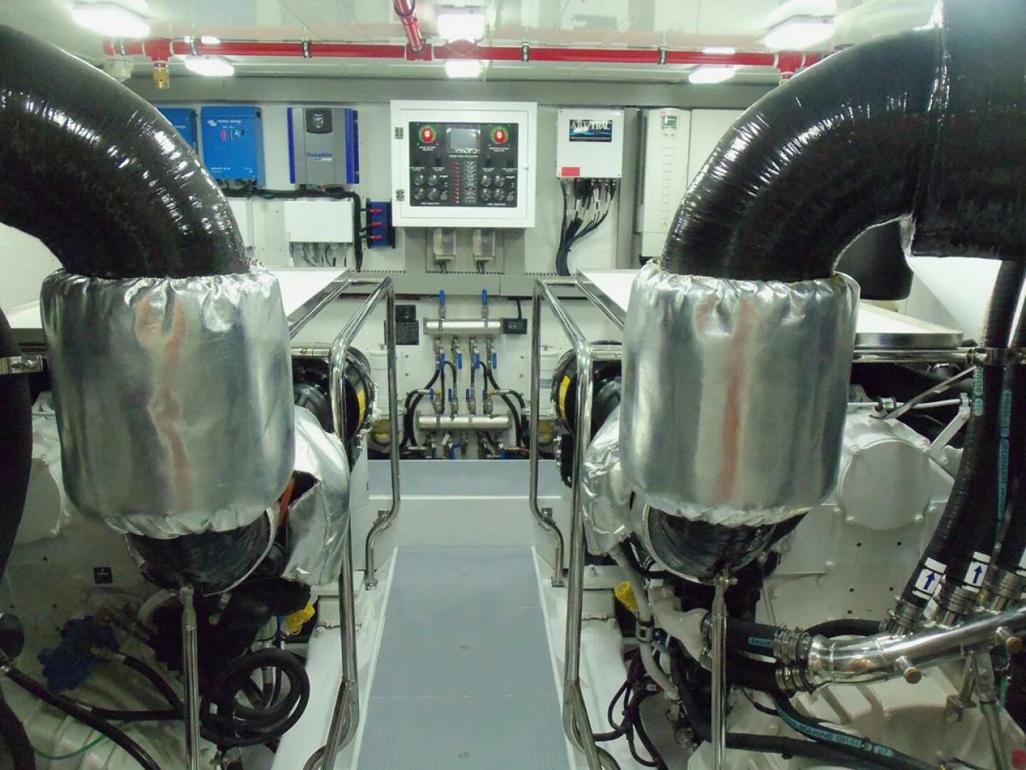 close-up of several machines aboard JOHNSON 93 OPEN FB Yacht for Sale