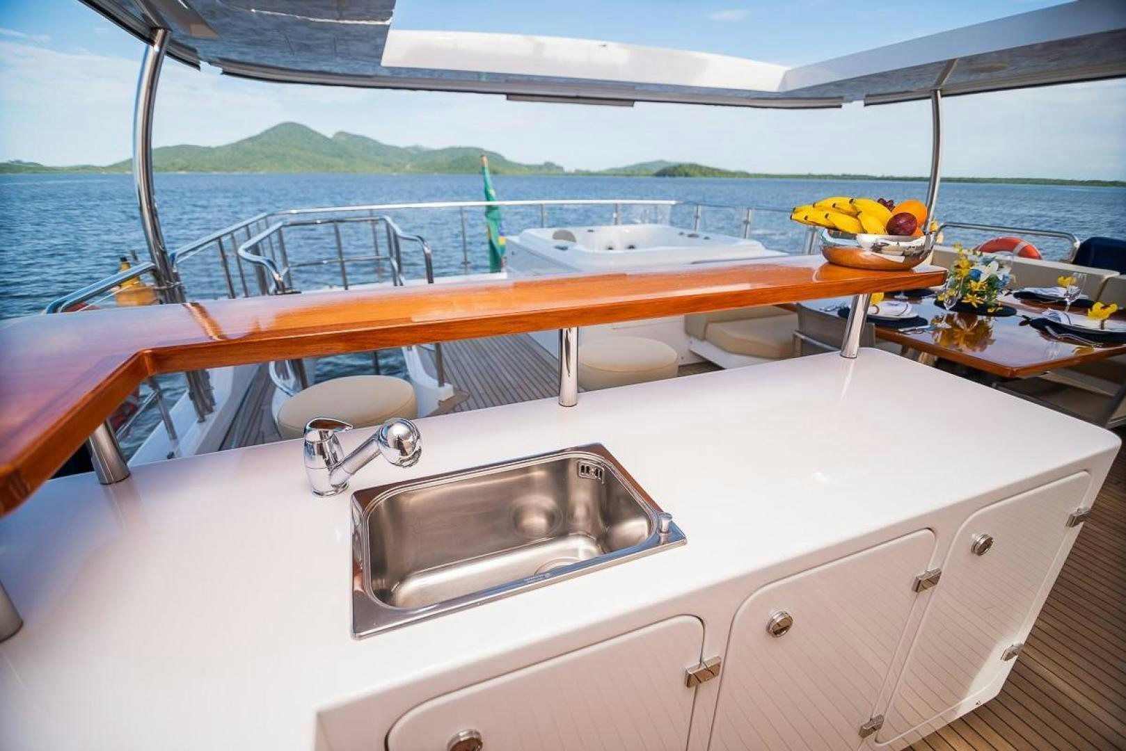 a boat with a sink and a sink on the deck aboard ZAPHIRA Yacht for Sale
