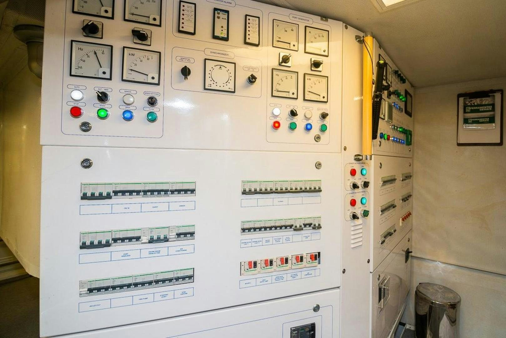 a white board with many buttons aboard ZAPHIRA Yacht for Sale