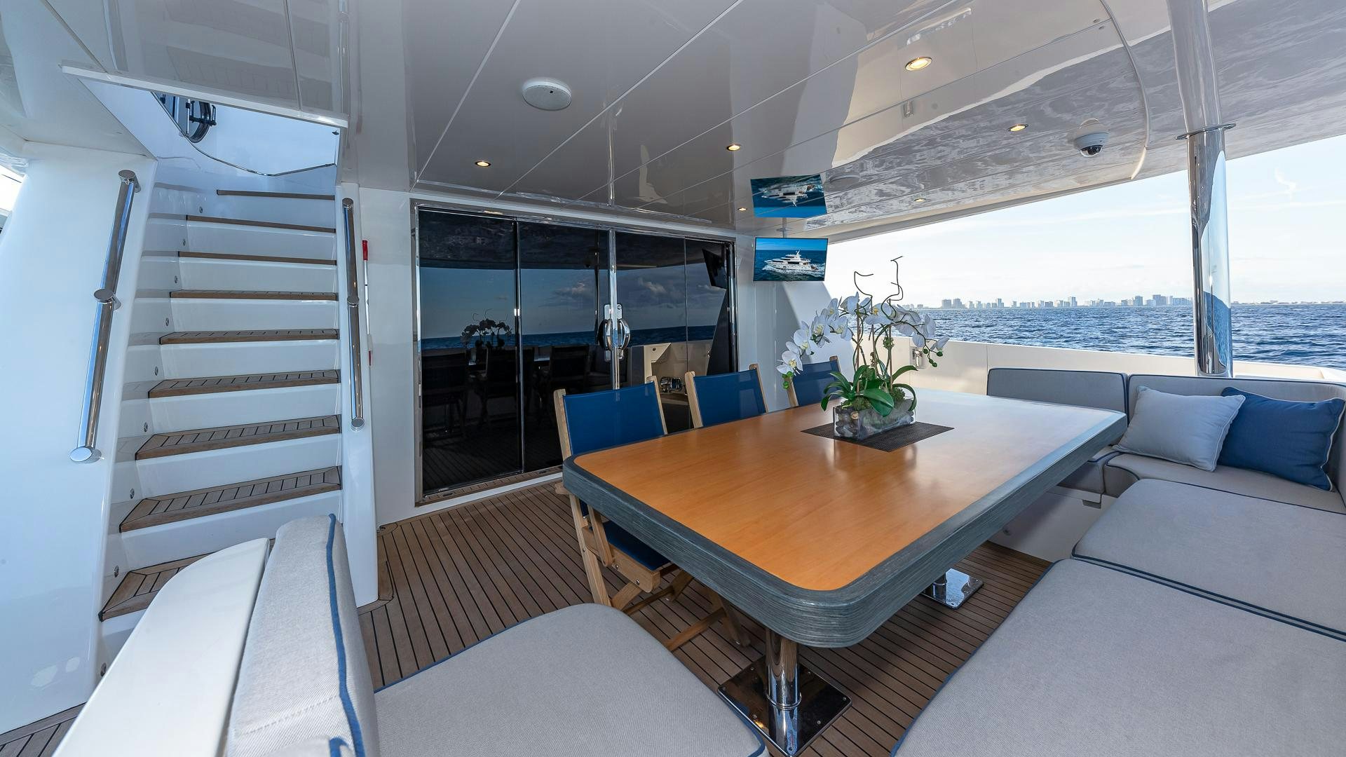 a room with a table and chairs aboard LIFE FOR SALE Yacht for Sale