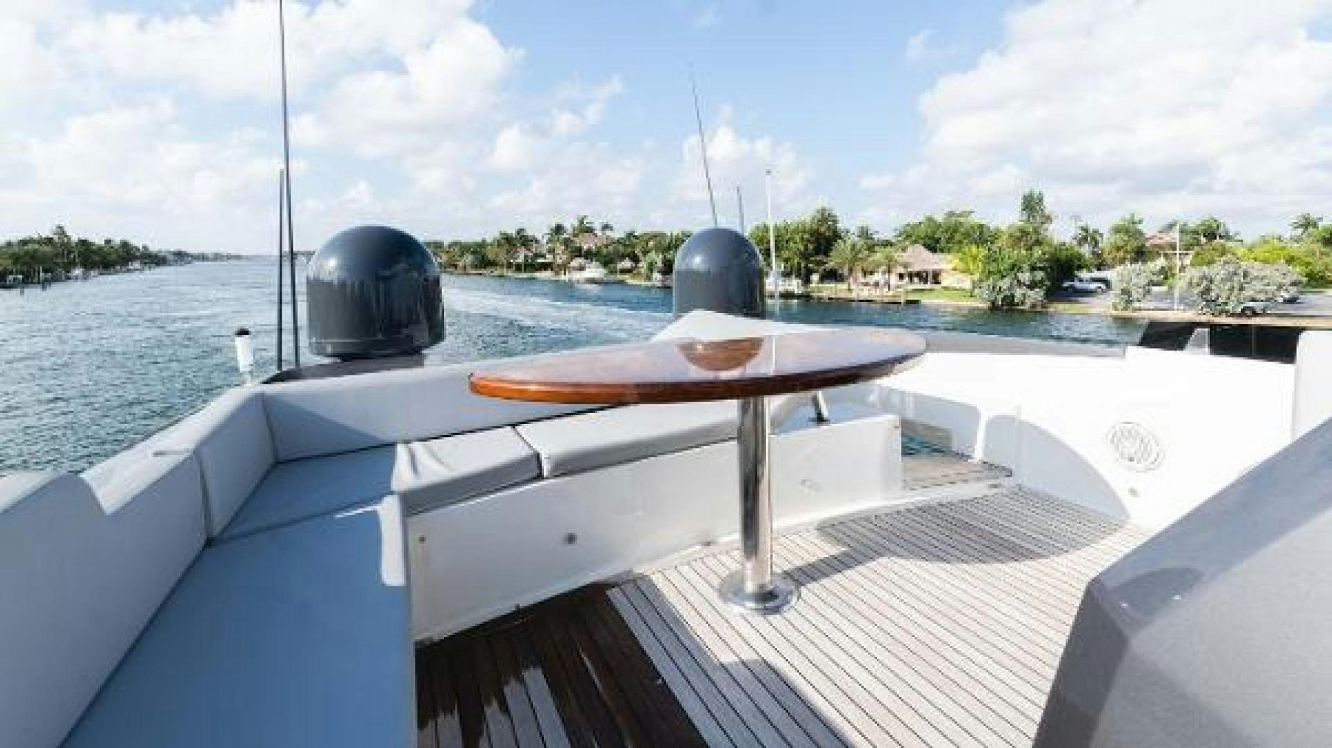 a boat with a wheel on the front aboard Z Yacht for Sale