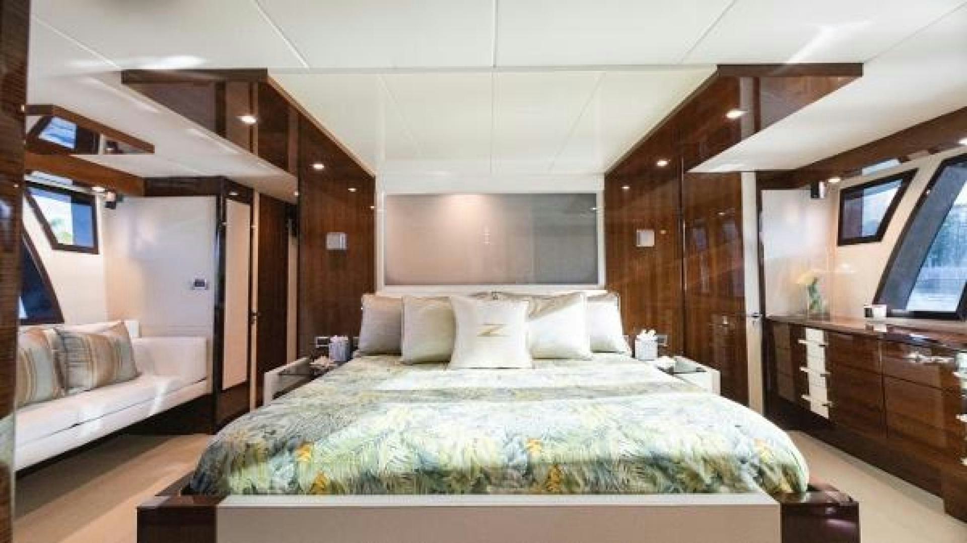 a bed in a room aboard Z Yacht for Sale