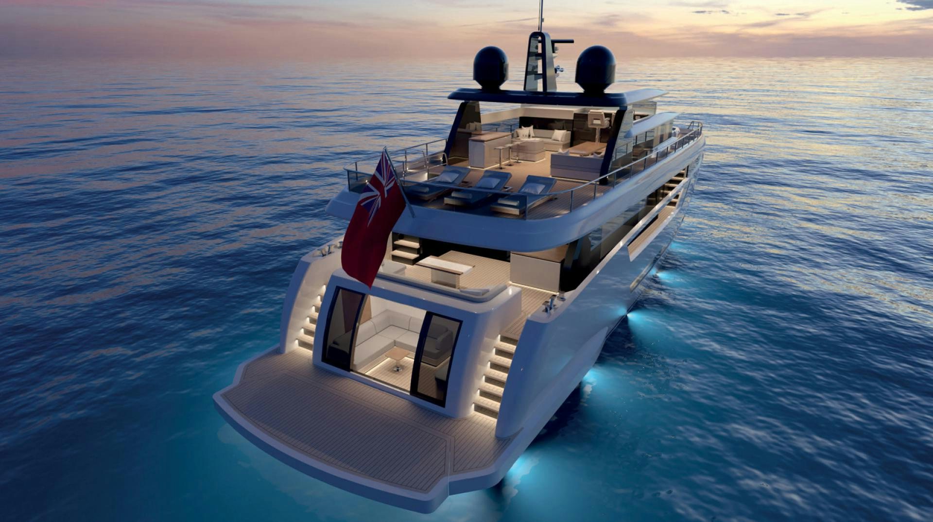 a boat in the water aboard JOHNSON 92 FLYBRIDGE Yacht for Sale