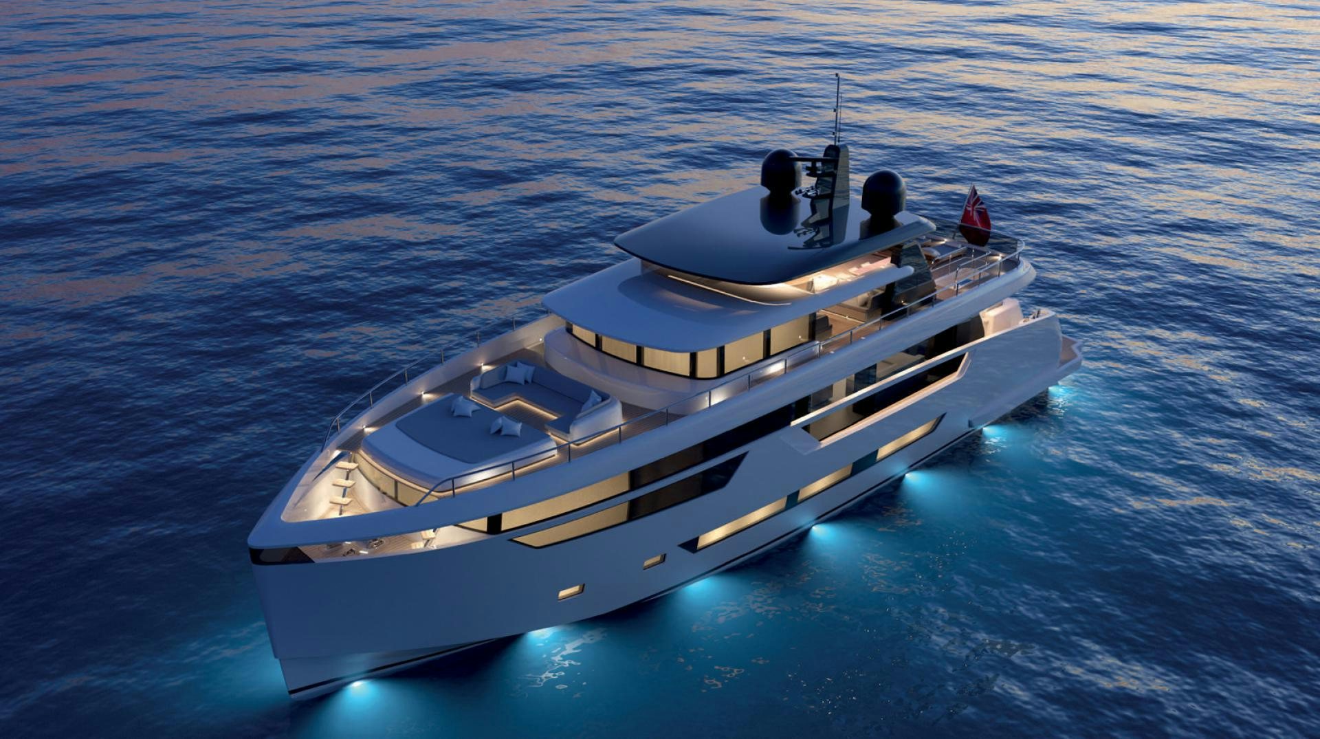 a boat in the water aboard JOHNSON 92 FLYBRIDGE Yacht for Sale