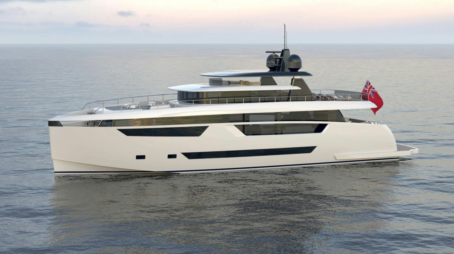 a white yacht in the water aboard JOHNSON 92 FLYBRIDGE Yacht for Sale