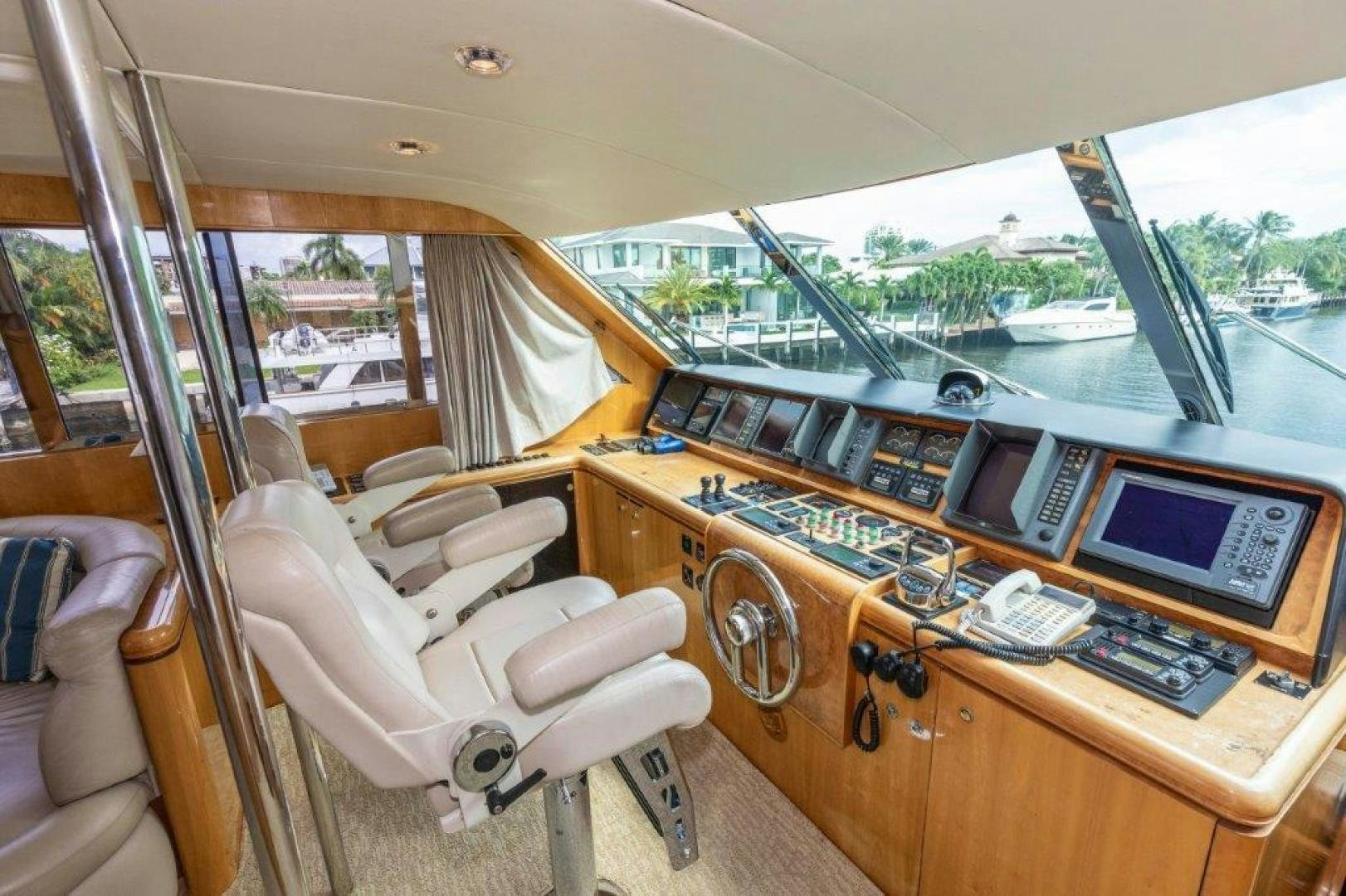 inside of a vehicle with a desk and computer aboard BELISARIUS Yacht for Sale