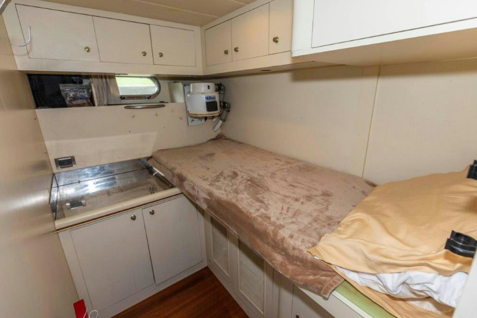 a small kitchen with a sink aboard BELISARIUS Yacht for Sale