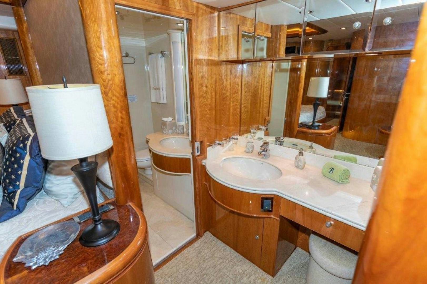 a bathroom with a sink and a mirror aboard BELISARIUS Yacht for Sale