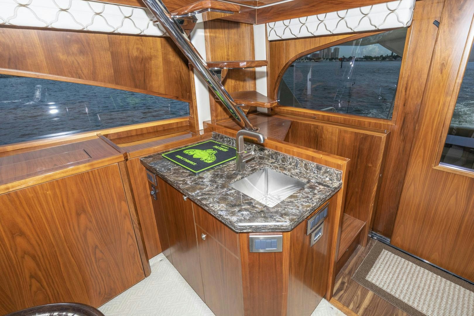 a kitchen with a sink aboard BELLA DONA DI Yacht for Sale