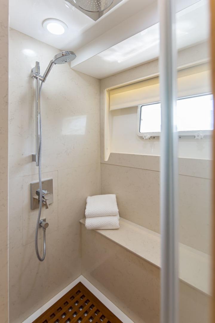 a shower with a glass door aboard PARAGON COCKPIT Yacht for Sale