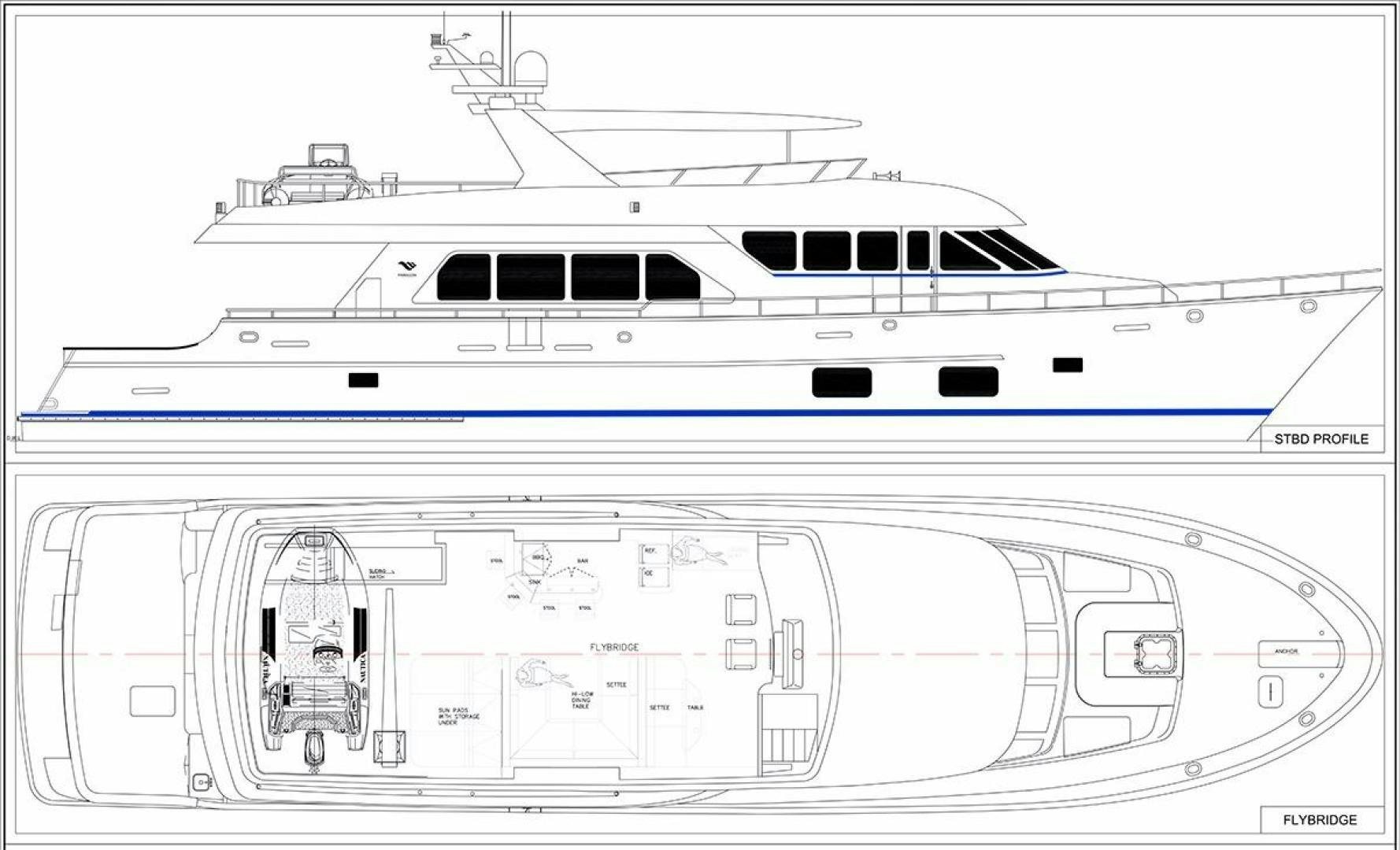diagram, engineering drawing aboard PARAGON COCKPIT Yacht for Sale