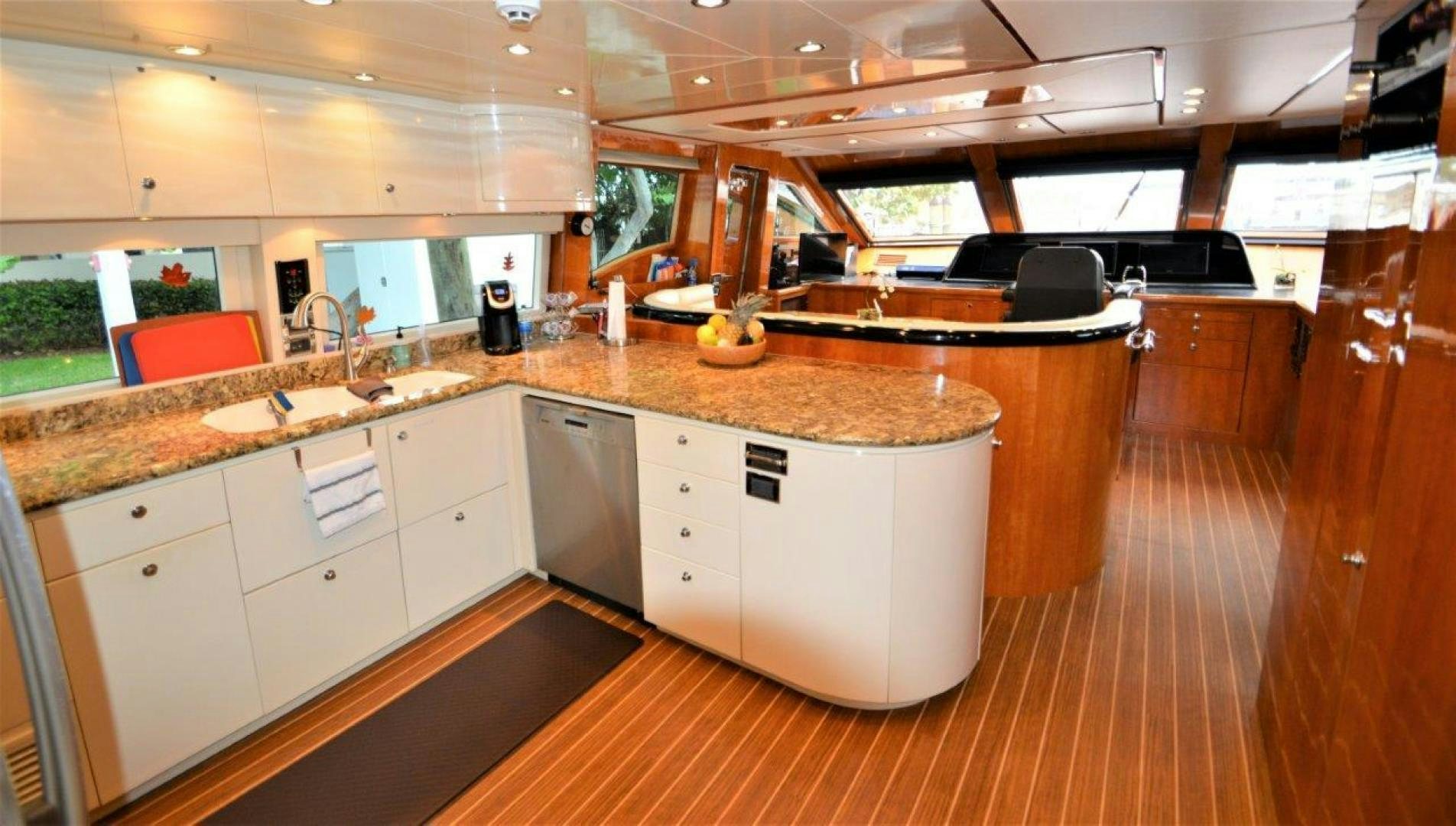 a kitchen with a large island aboard NO NAME Yacht for Sale