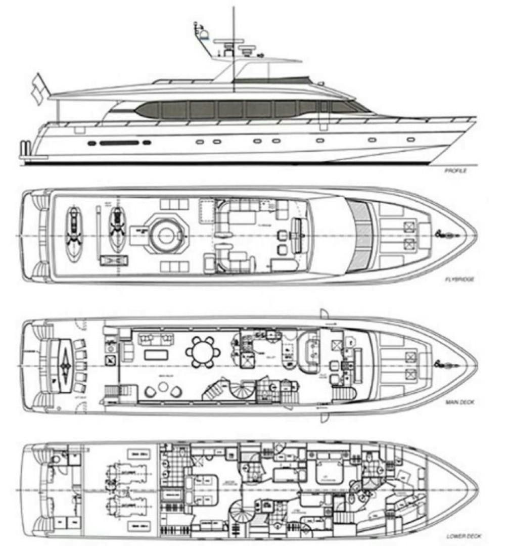 diagram, engineering drawing aboard NO NAME Yacht for Sale
