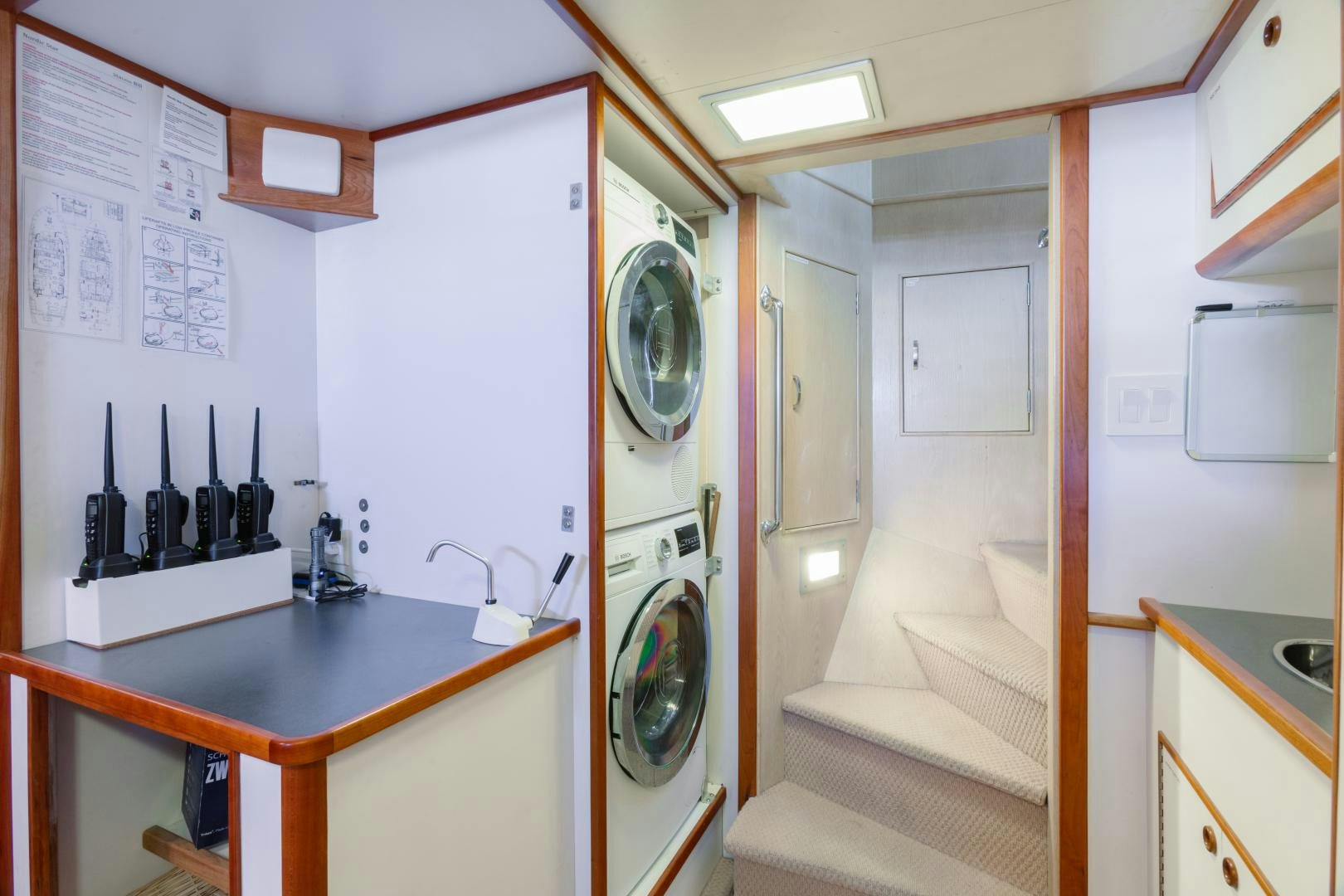 a kitchen with a sink and a mirror aboard NORDIC STAR Yacht for Sale
