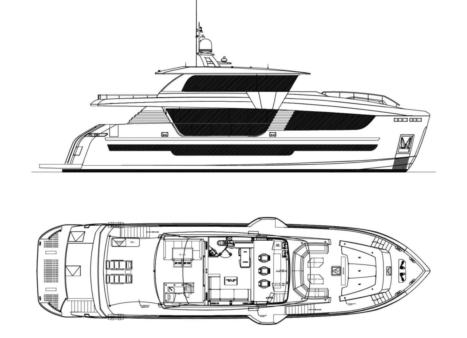 diagram, engineering drawing aboard No Name Yacht for Sale