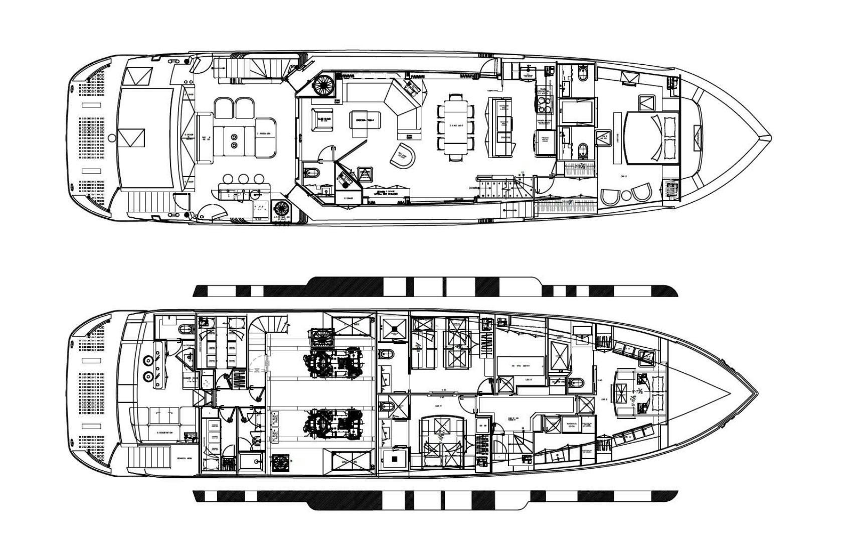 diagram, engineering drawing aboard No Name Yacht for Sale