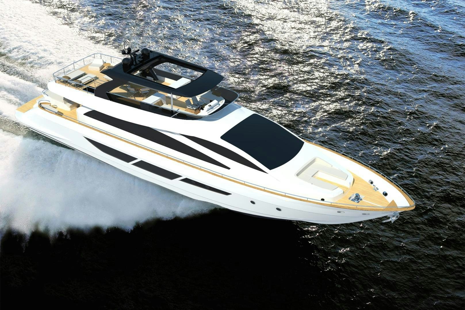 a white and black boat on water aboard NO NAME Yacht for Sale