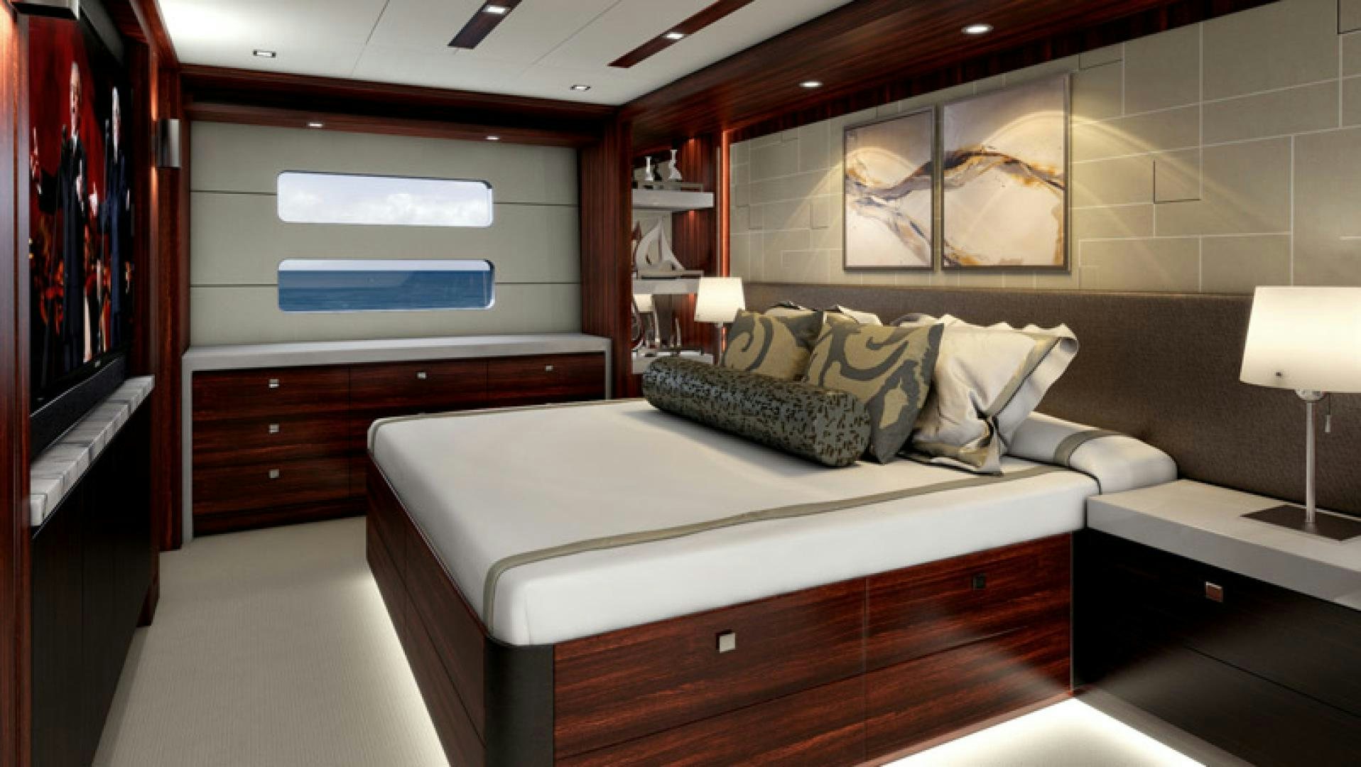 a room with a bed and a tv aboard NO NAME Yacht for Sale