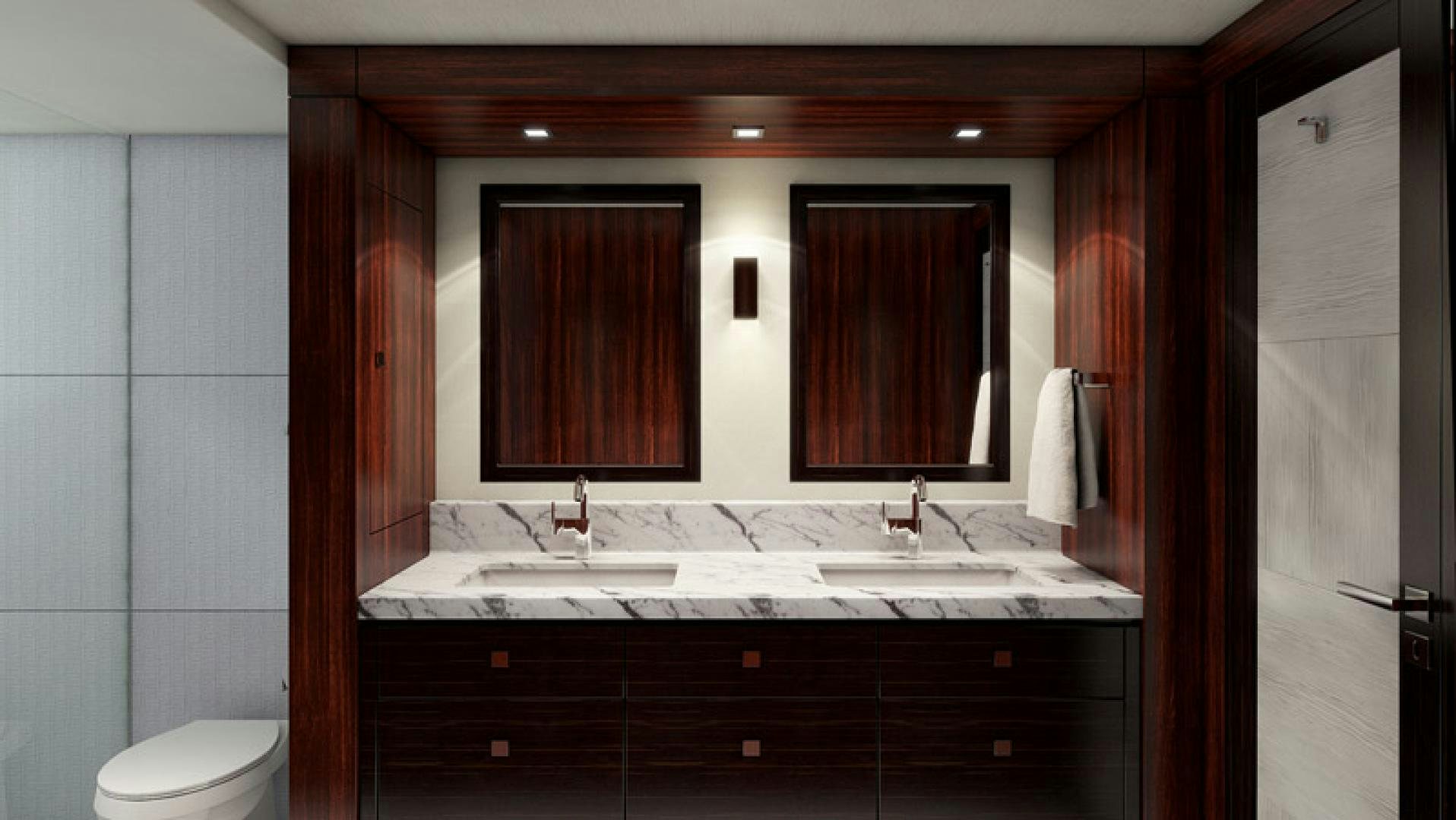 a bathroom with a sink and a mirror aboard NO NAME Yacht for Sale