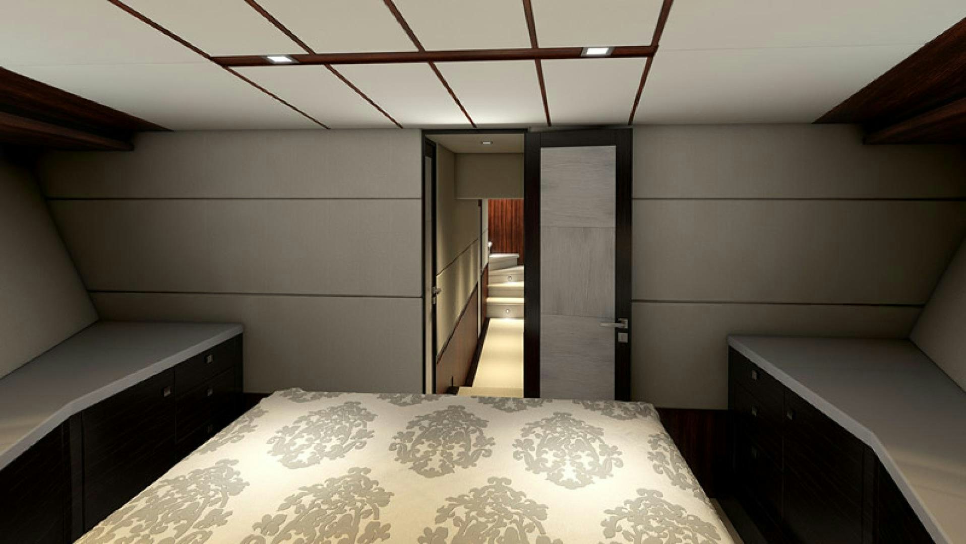 a room with a bed and a door aboard NO NAME Yacht for Sale