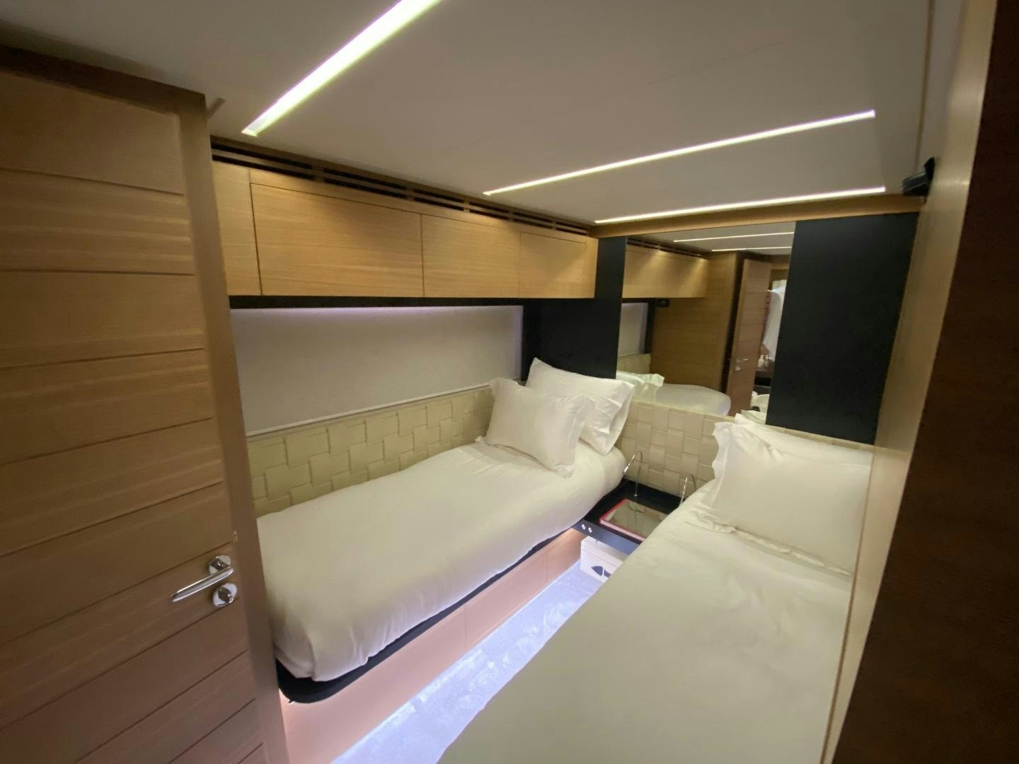 a room with two beds aboard NO NAME Yacht for Sale