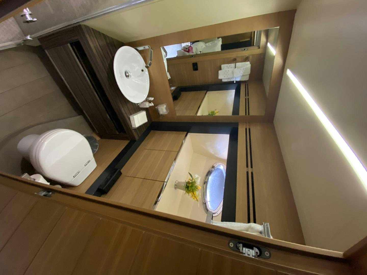 a bathroom with a toilet and a sink aboard NO NAME Yacht for Sale