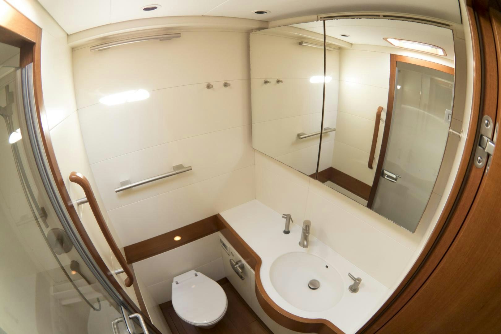 a bathroom with a toilet and a sink aboard B5 Yacht for Sale