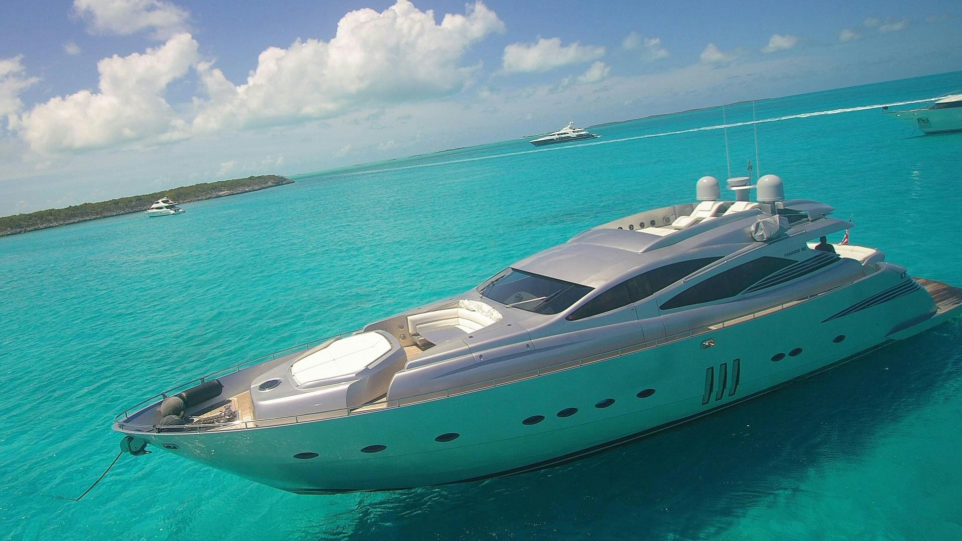 a white yacht in the water aboard YCM 90 Yacht for Sale