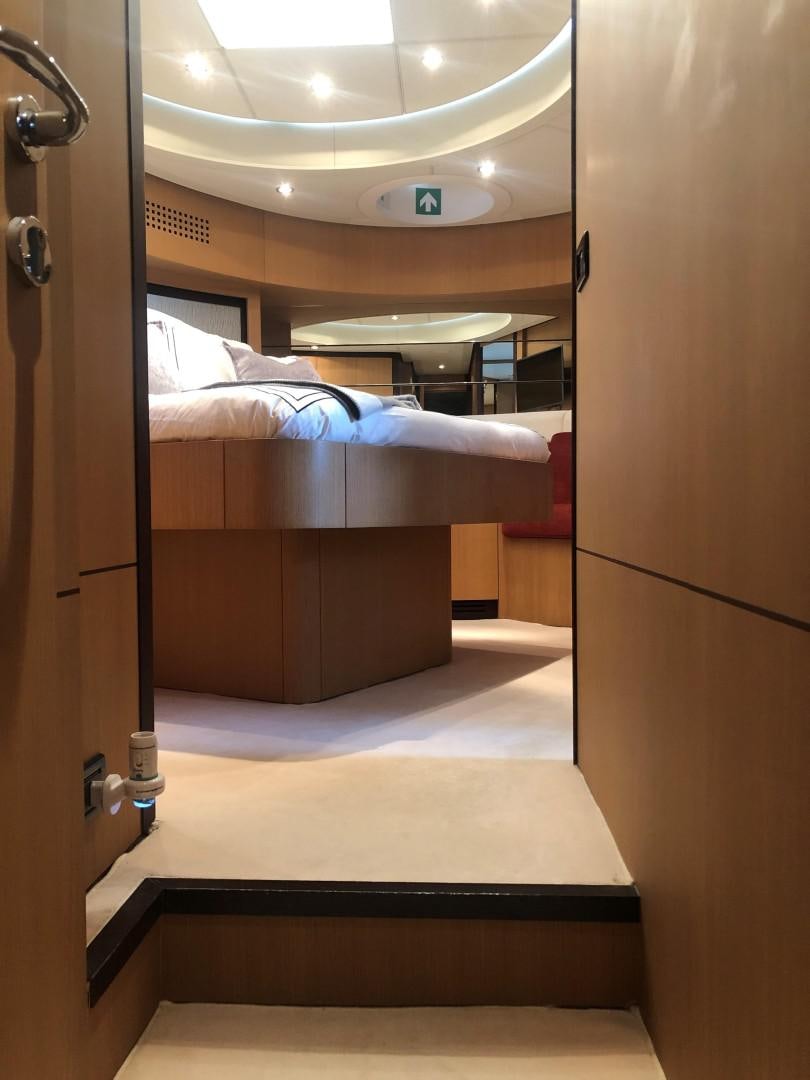 a bathroom with a mirror aboard YCM 90 Yacht for Sale