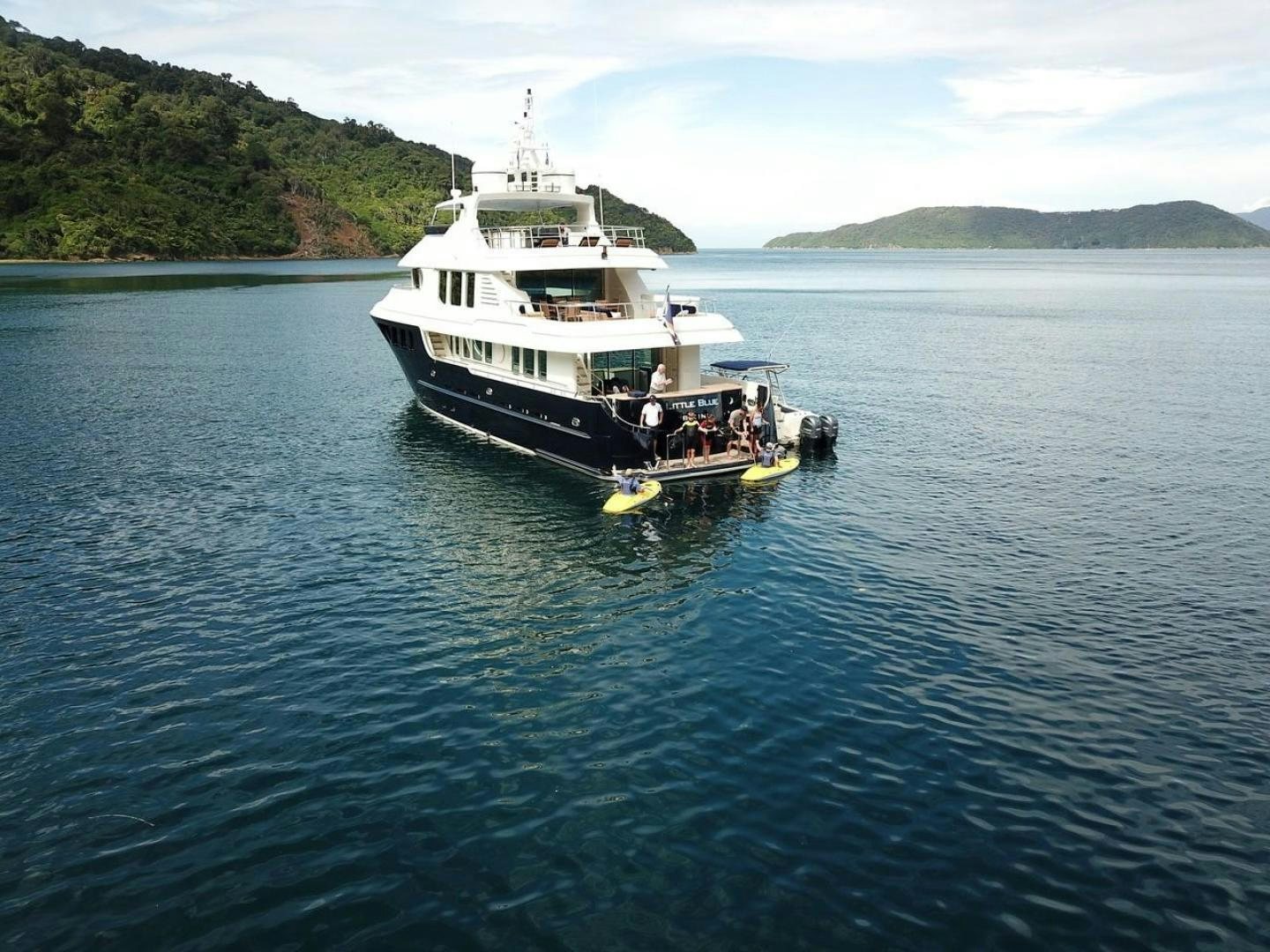 a boat sailing on the water aboard LITTLE BLUE Yacht for Sale
