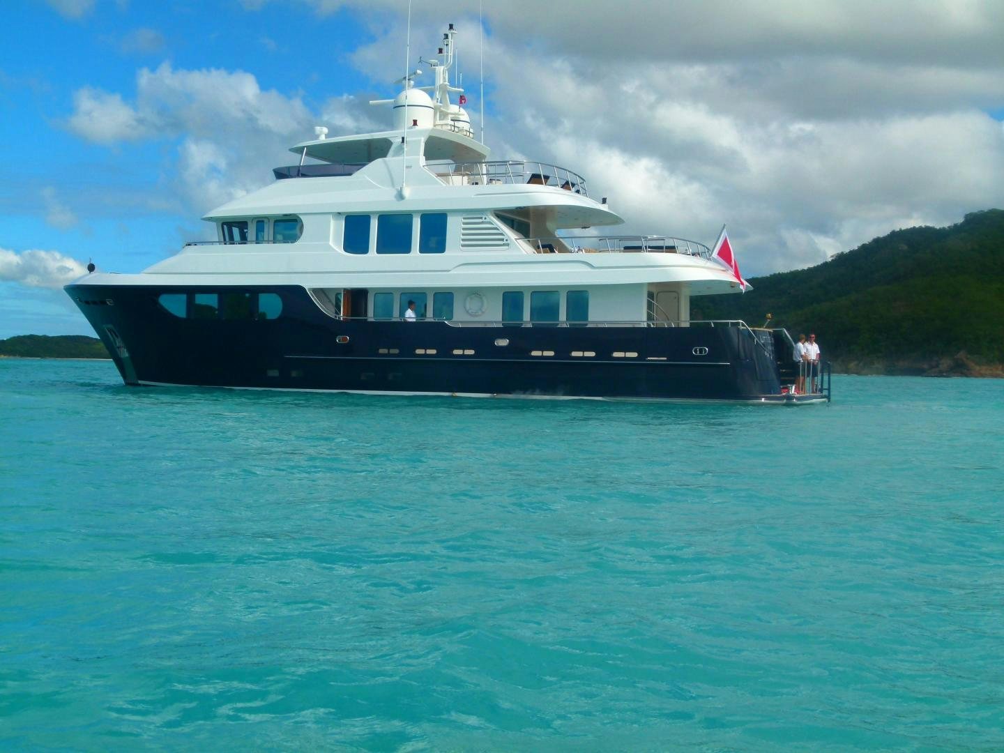 a boat on the water aboard LITTLE BLUE Yacht for Sale