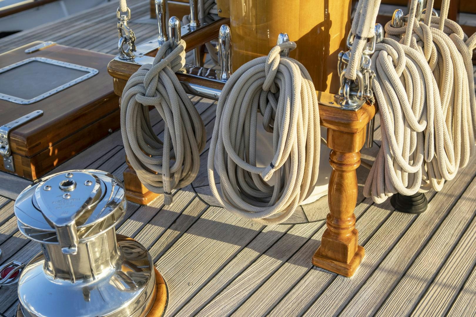 a large machine on a wooden floor aboard SEA DIAMOND Yacht for Sale