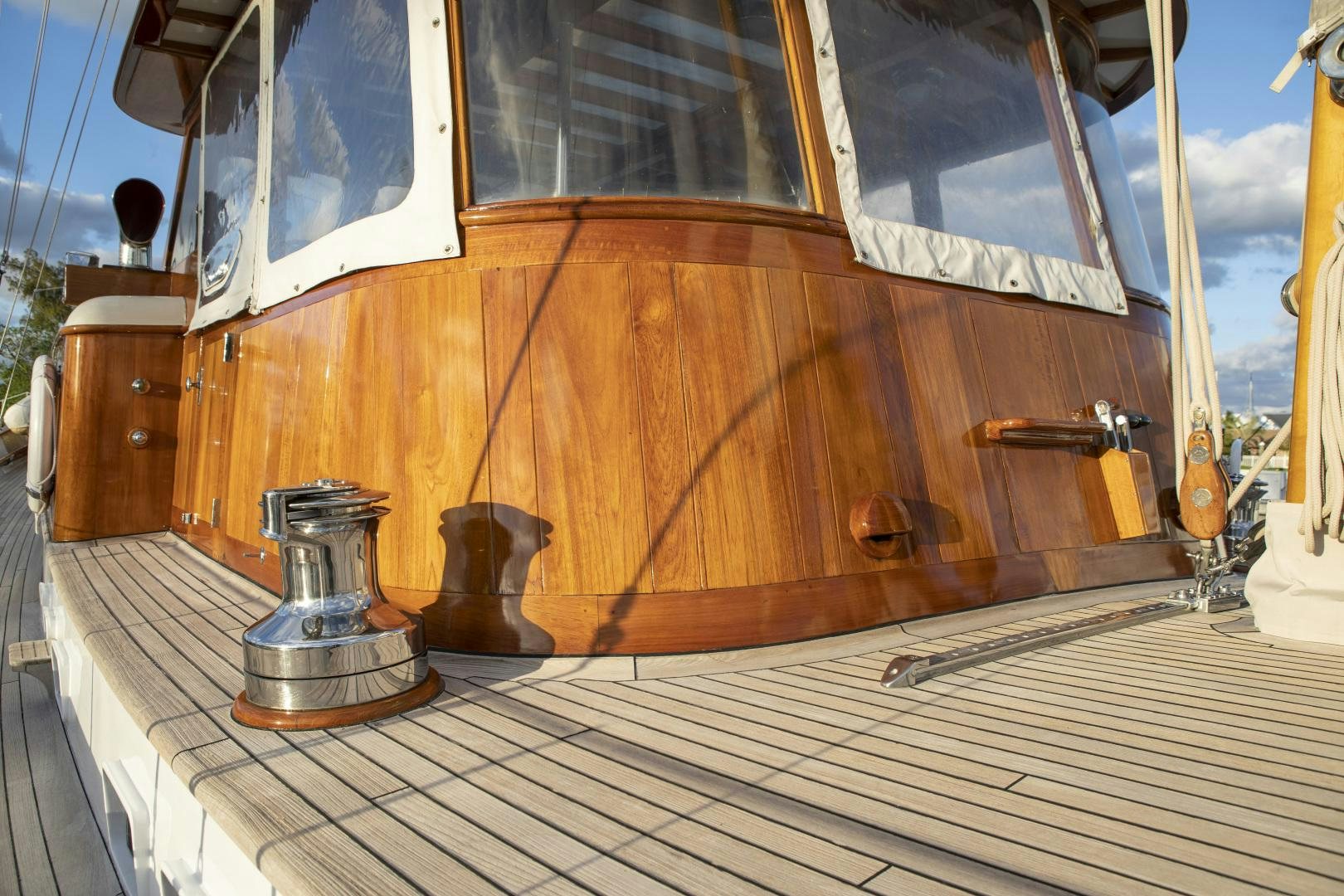 a wooden boat on a deck aboard SEA DIAMOND Yacht for Sale