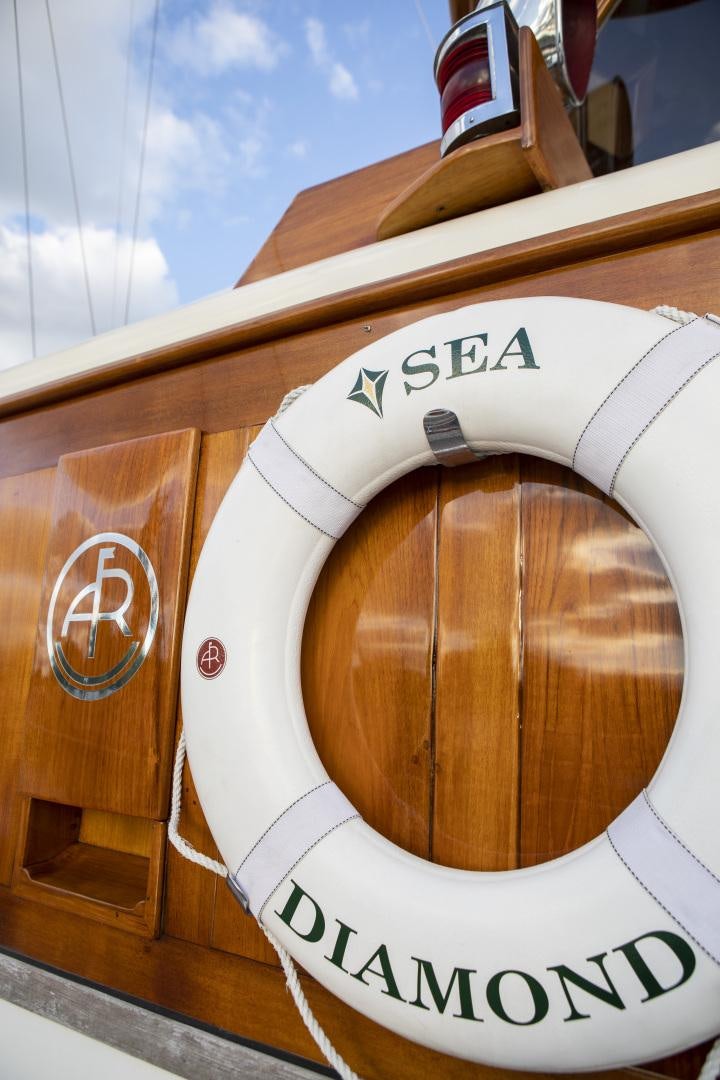 a close-up of a white helmet aboard SEA DIAMOND Yacht for Sale