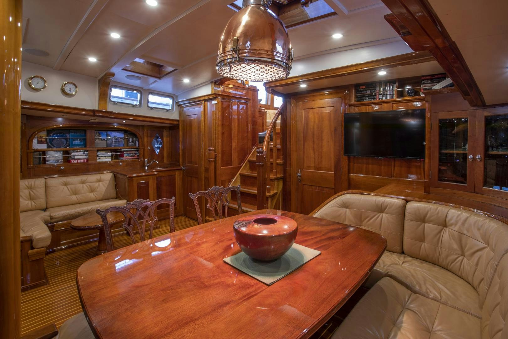 a kitchen and living room aboard SEA DIAMOND Yacht for Sale