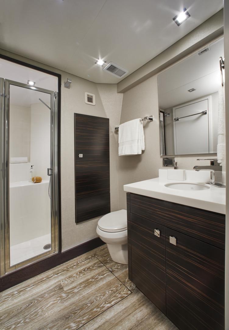 a bathroom with a large shower unit aboard 2021 NEW BUILD Yacht for Sale